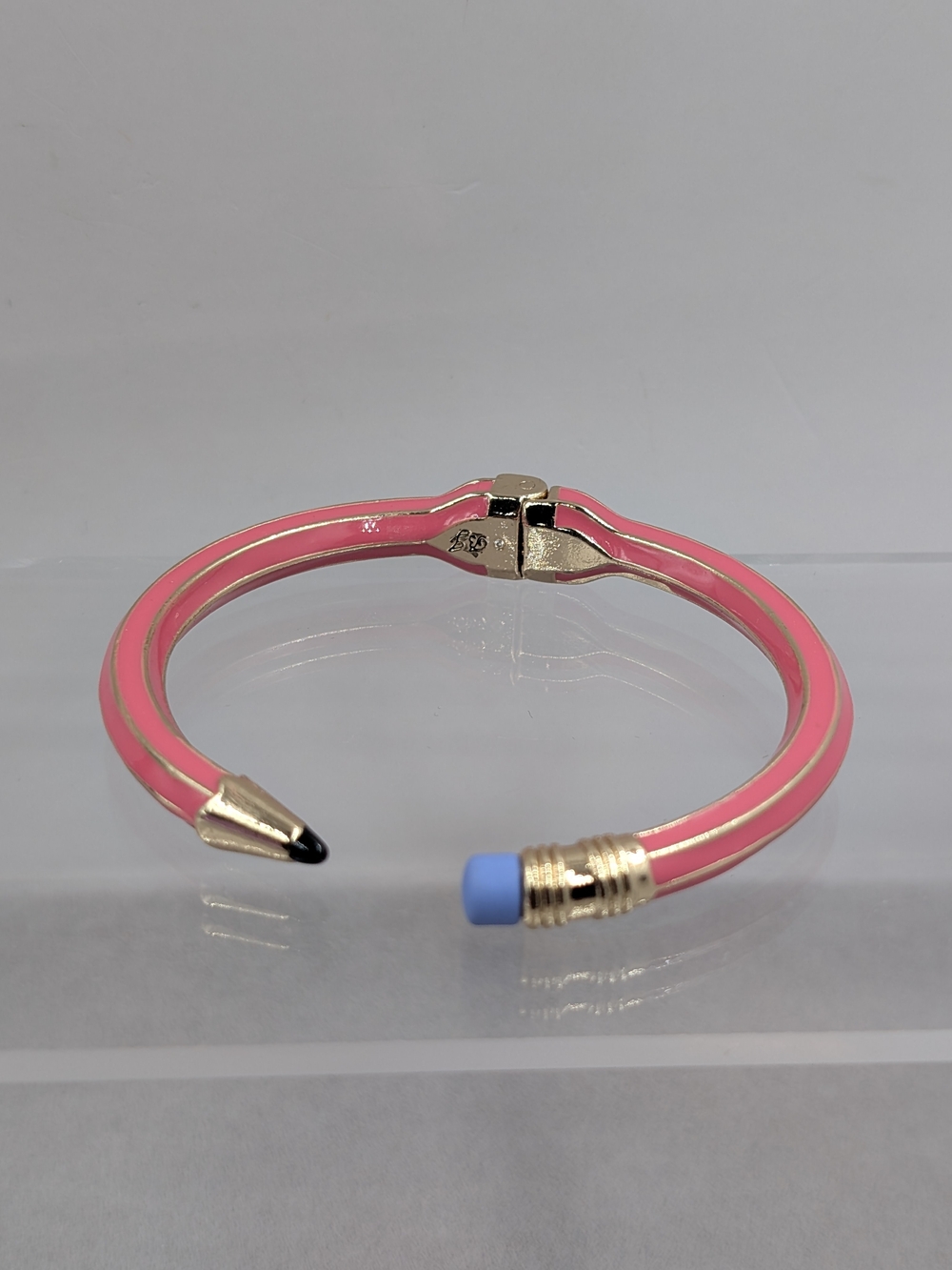 Betsey Johnson Pencil Hinge Bangle Pink Teacher Bracelet | 1313